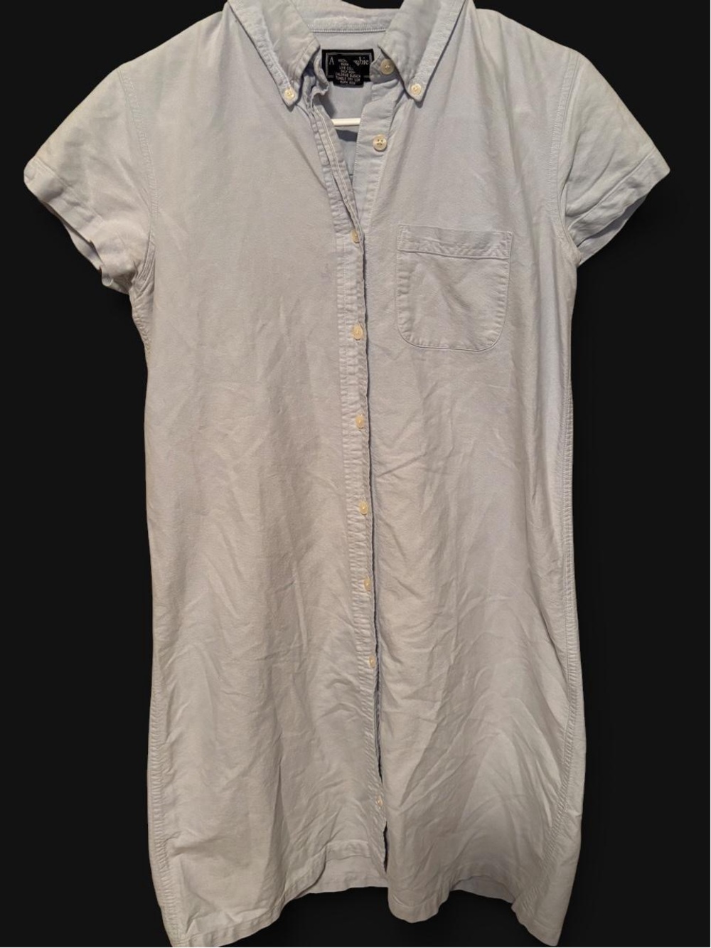 Abercrombie & Fitch Pale Blue Short-Sleeve Button Midi Dress